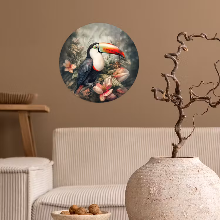 Behangcirkel - Toekan - Vogels - Bloemen - Planten - Tropisch — 2