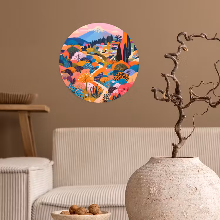 Behangcirkel - Witte bergtop - Modern - Kleurrijk — 2