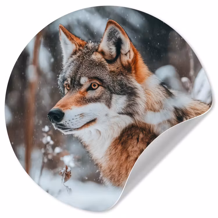 Behangcirkel - Wolf - Sneeuw - Winter - Dieren - Natuur - Sneeuw — 1