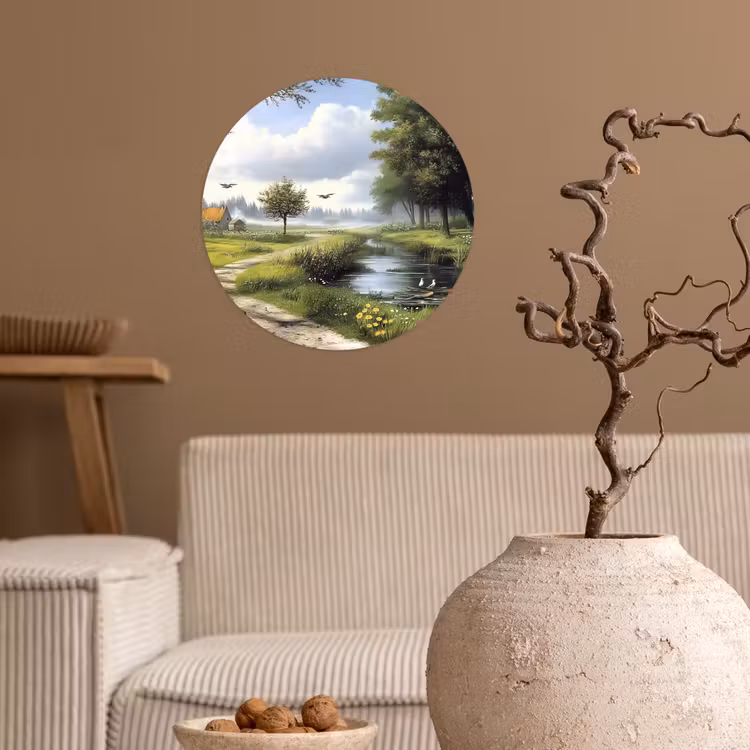 Behangcirkel - Zandpad - Groen landschap - Water — 2