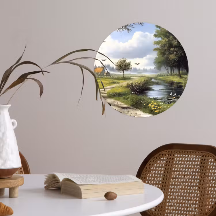 Behangcirkel - Zandpad - Groen landschap - Water — 4