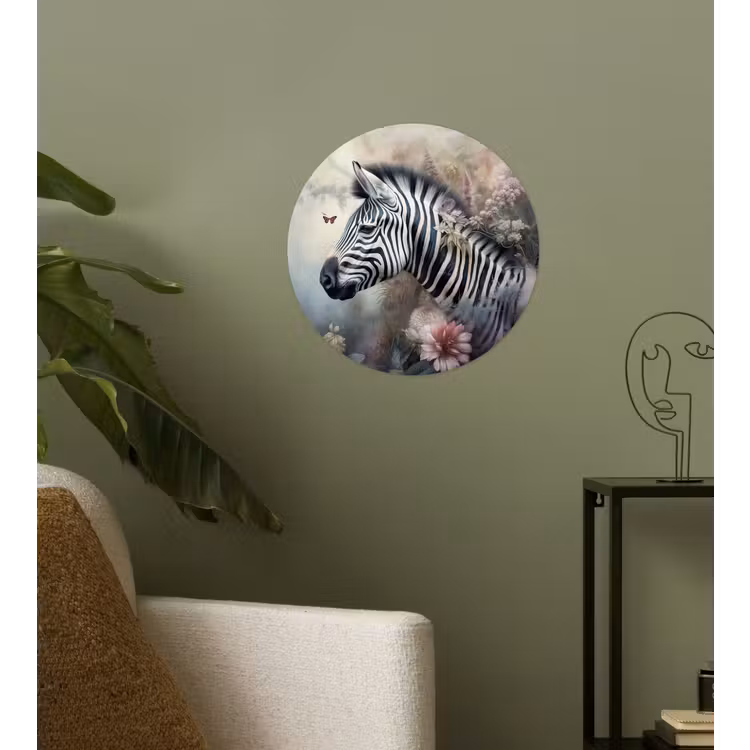 Behangcirkel - Zebra - Wilde dieren - Vlinder - Bloemen — 3