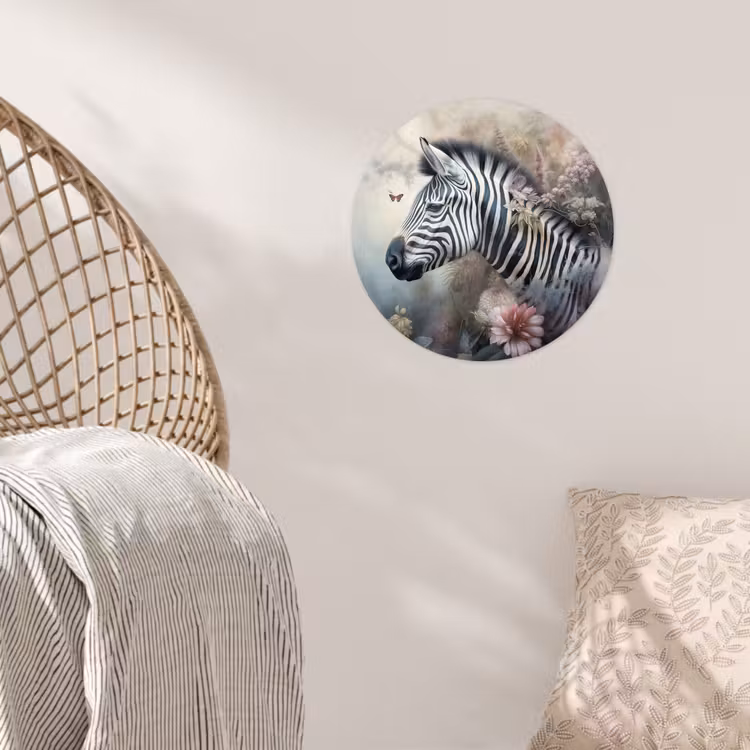Behangcirkel - Zebra - Wilde dieren - Vlinder - Bloemen — 5