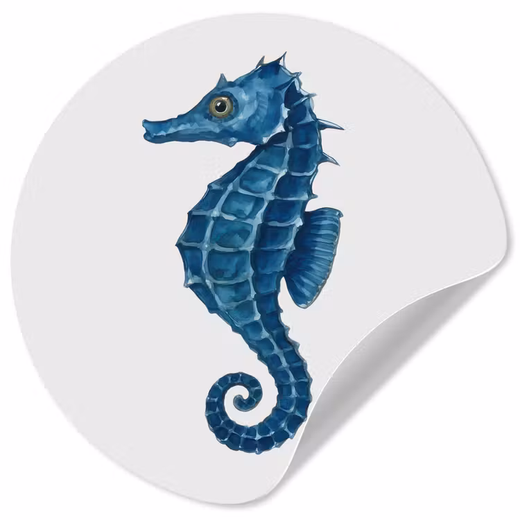 Behangcirkel - Zeepaardje - Staart - Blauw — 1