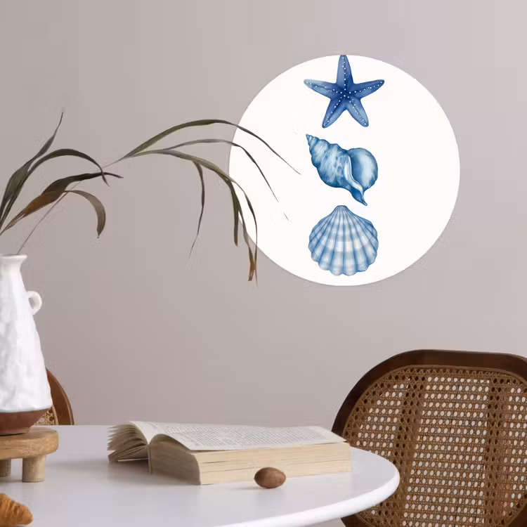 Behangcirkel - Zeester - Schelpen - Blauw — 4