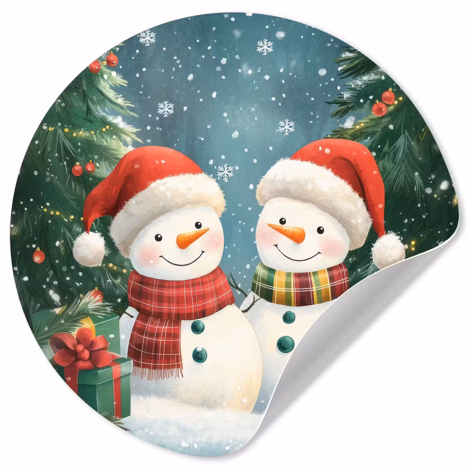 Behangcirkel - Sneeuwpop - Kerstsneeuw - Groen - Rood — 1