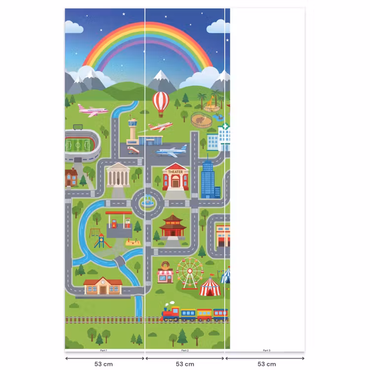 Behang - Stad - Plattegrond - Cartoon — 6