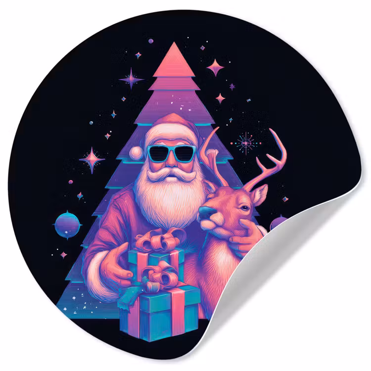 Behangcirkel - Retro - Kerstman - Rendieren - Kerstboom — 1