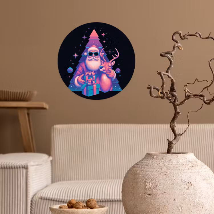 Behangcirkel - Retro - Kerstman - Rendieren - Kerstboom — 2