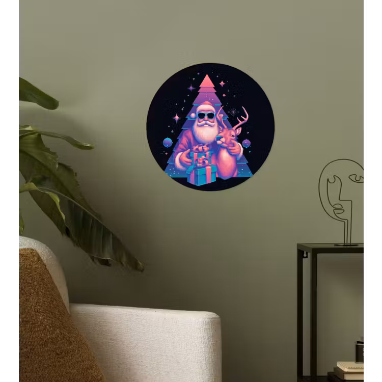 Behangcirkel - Retro - Kerstman - Rendieren - Kerstboom — 3