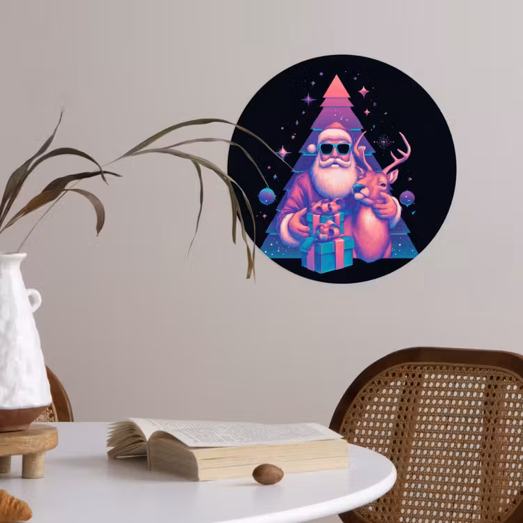 Behangcirkel - Retro - Kerstman - Rendieren - Kerstboom — 4