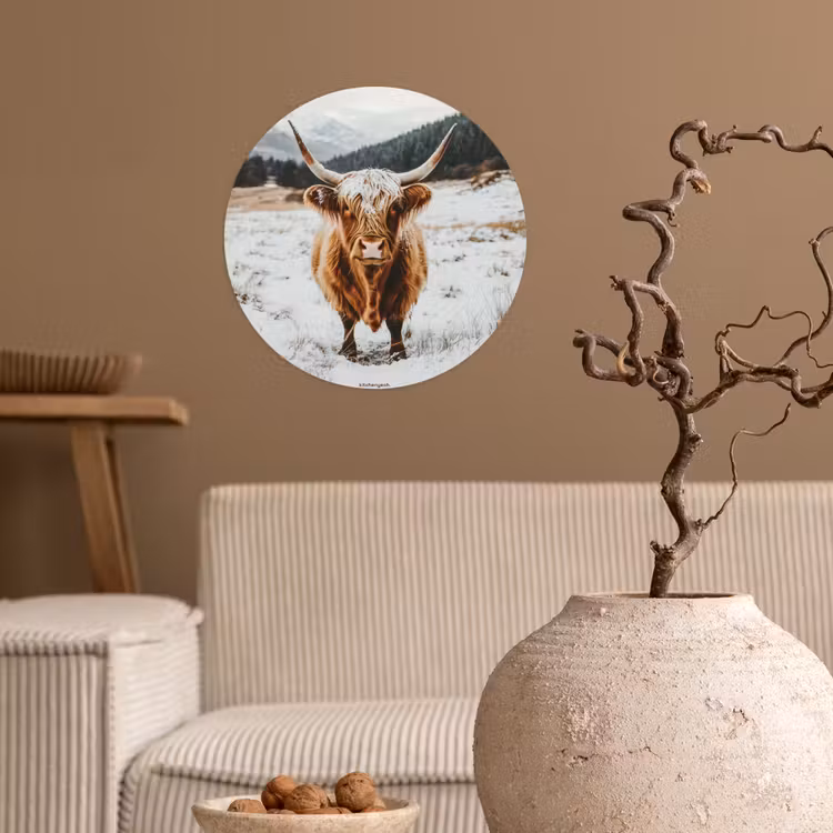 Behangcirkel - Schotse Hooglander - Sneeuw - Winter - Dieren — 2