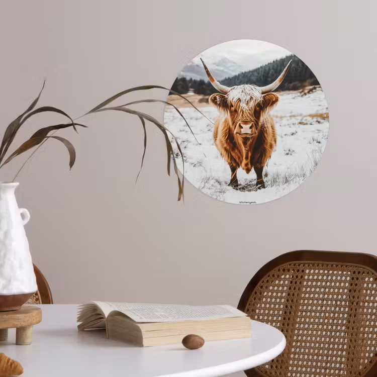 Behangcirkel - Schotse Hooglander - Sneeuw - Winter - Dieren — 4