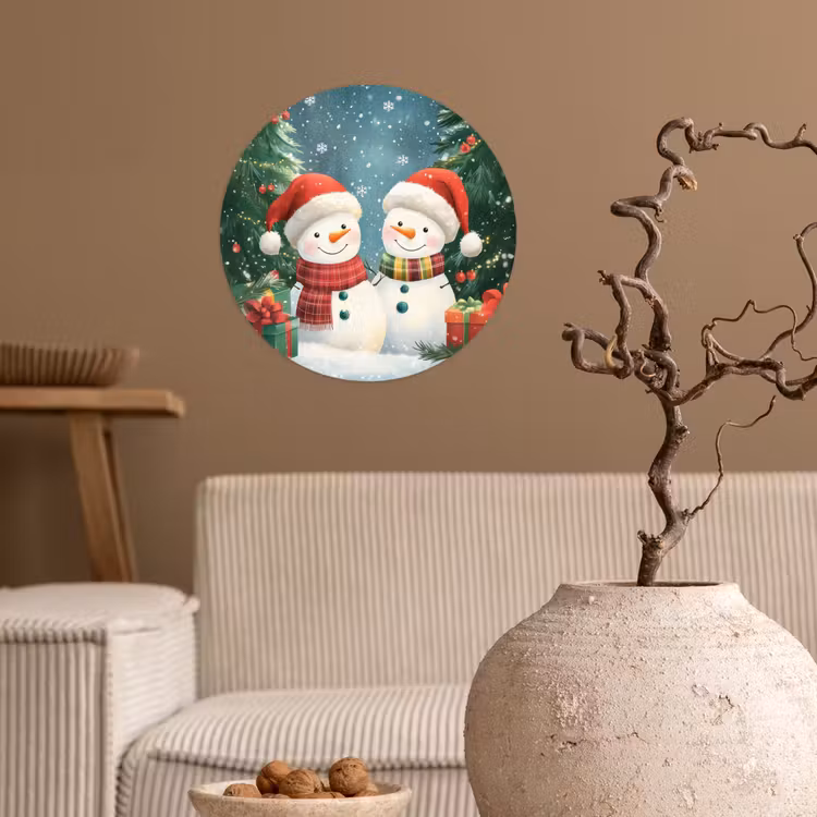 Behangcirkel - Sneeuwpop - Kerstsneeuw - Groen - Rood — 2