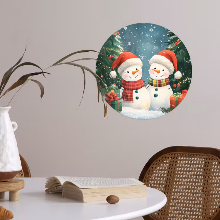 Behangcirkel - Sneeuwpop - Kerstsneeuw - Groen - Rood — 4
