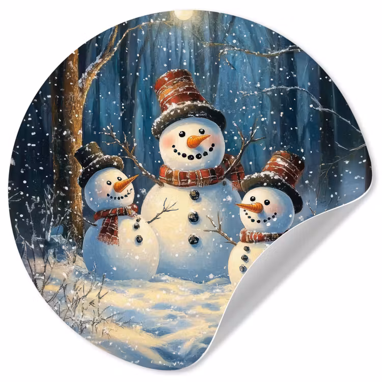Behangcirkel - Sneeuwpop - Sneeuw - Winter - Bos — 1