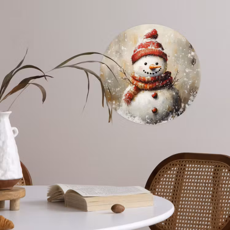 Behangcirkel - Sneeuwpop - Winter - Sneeuw - Beige — 4