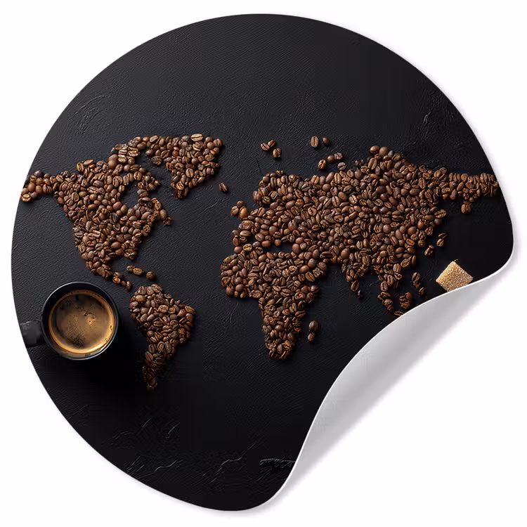 Behangcirkel - Wereldkaart - Espresso - Zwart — 1