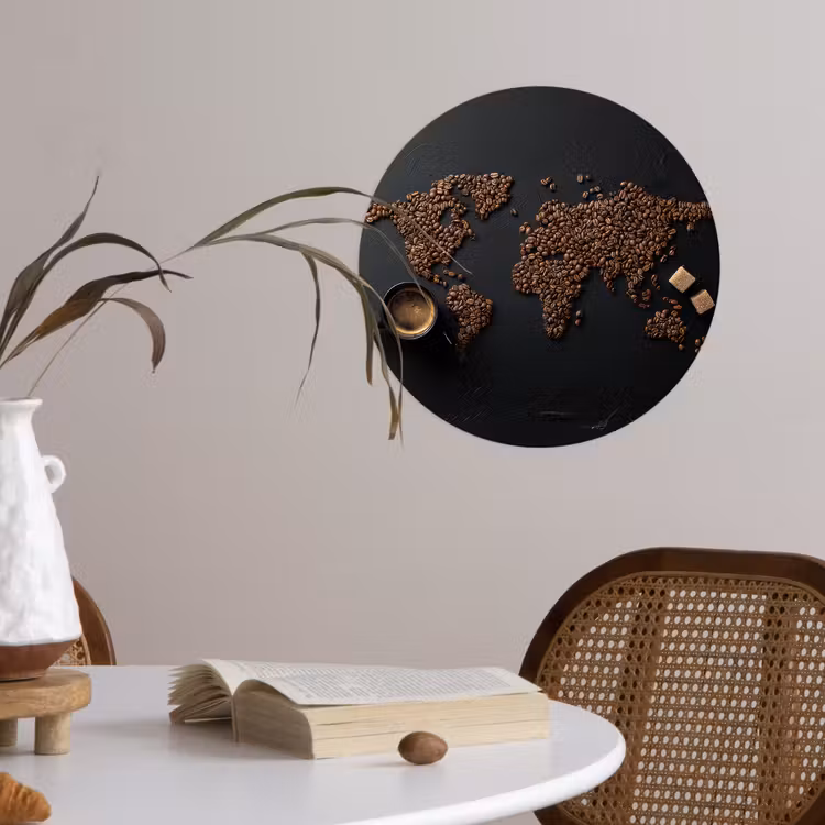 Behangcirkel - Wereldkaart - Espresso - Zwart — 4
