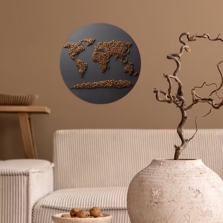 Behangcirkel - Wereldkaart - Koffie - Grijs — 2