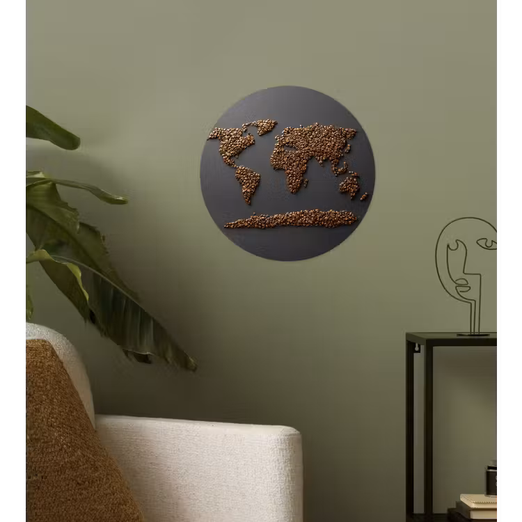 Behangcirkel - Wereldkaart - Koffie - Grijs — 3