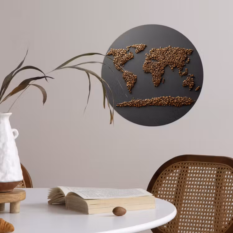 Behangcirkel - Wereldkaart - Koffie - Grijs — 4