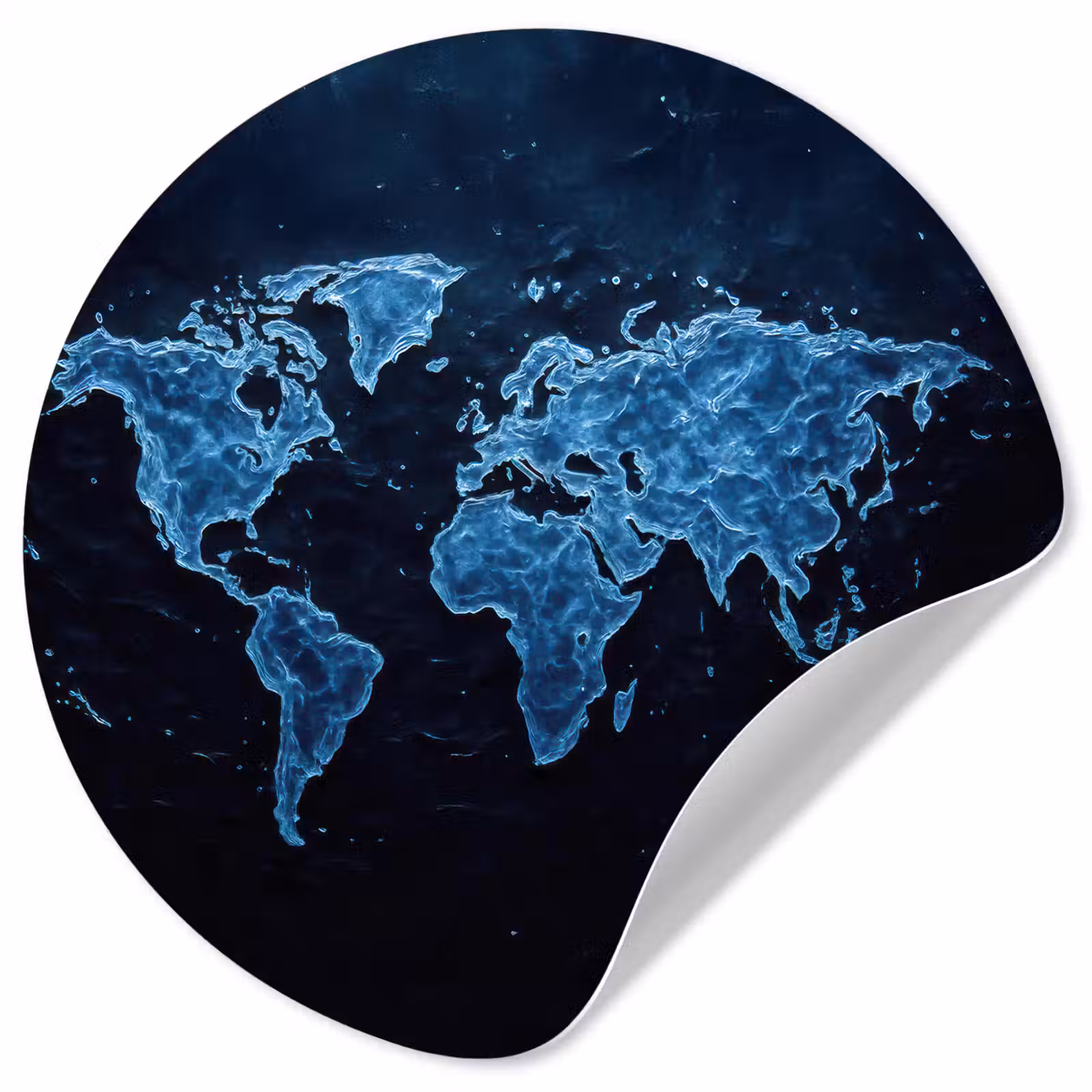Behangcirkel - Wereldkaart - Waterstructuur - Blauw — 1
