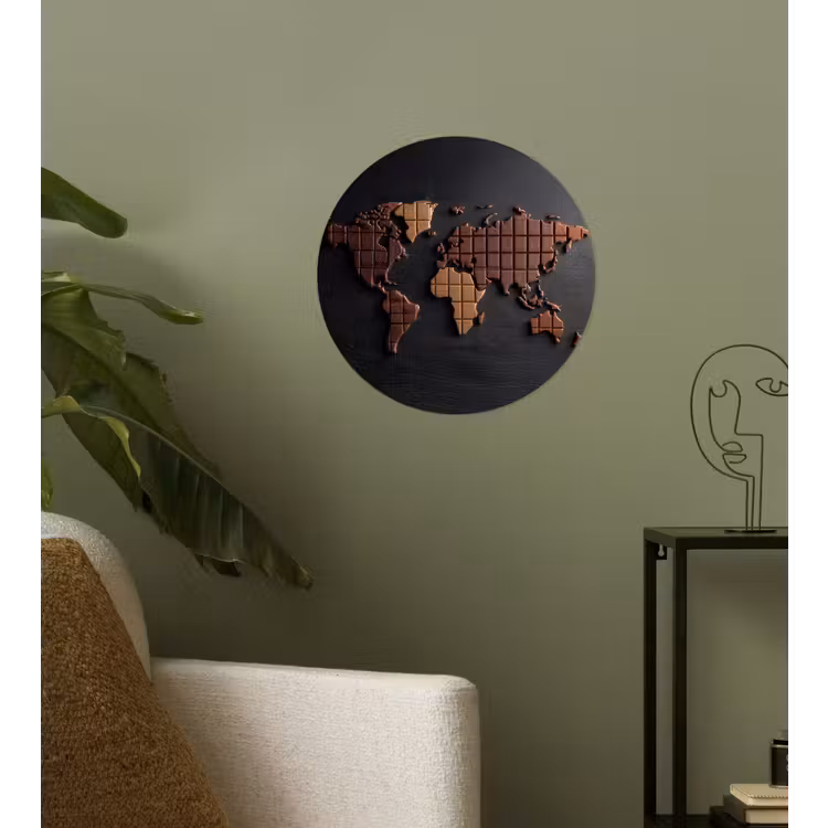 Behangcirkel - Wereldkaart - chocola - Smakelijke uitstraling — 3