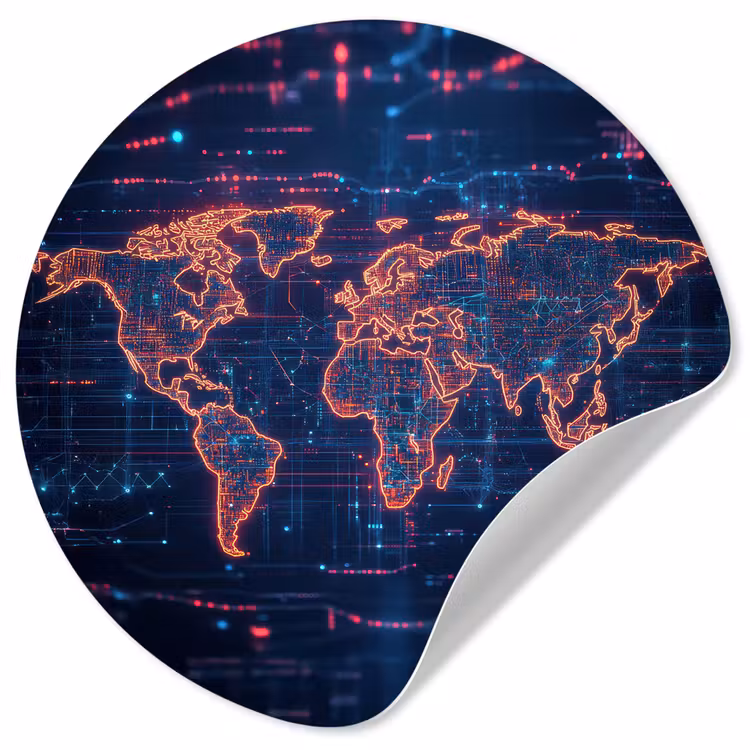 Behangcirkel - Wereldkaart - Futuristisch - Oranje — 1