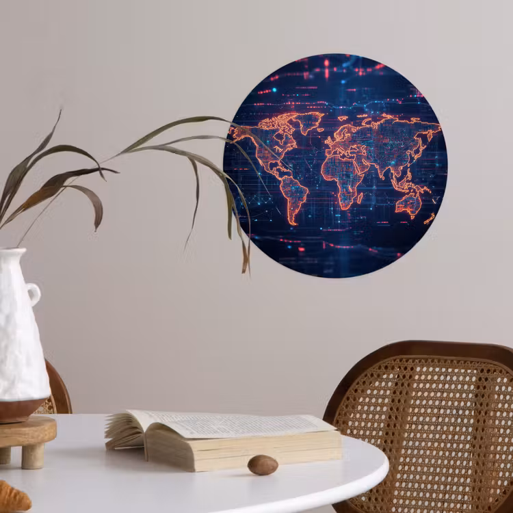 Behangcirkel - Wereldkaart - Futuristisch - Oranje — 4