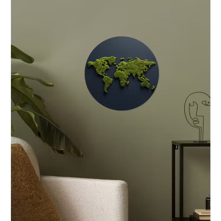 Behangcirkel - Wereldkaart - Mos -Levendig effect — 3