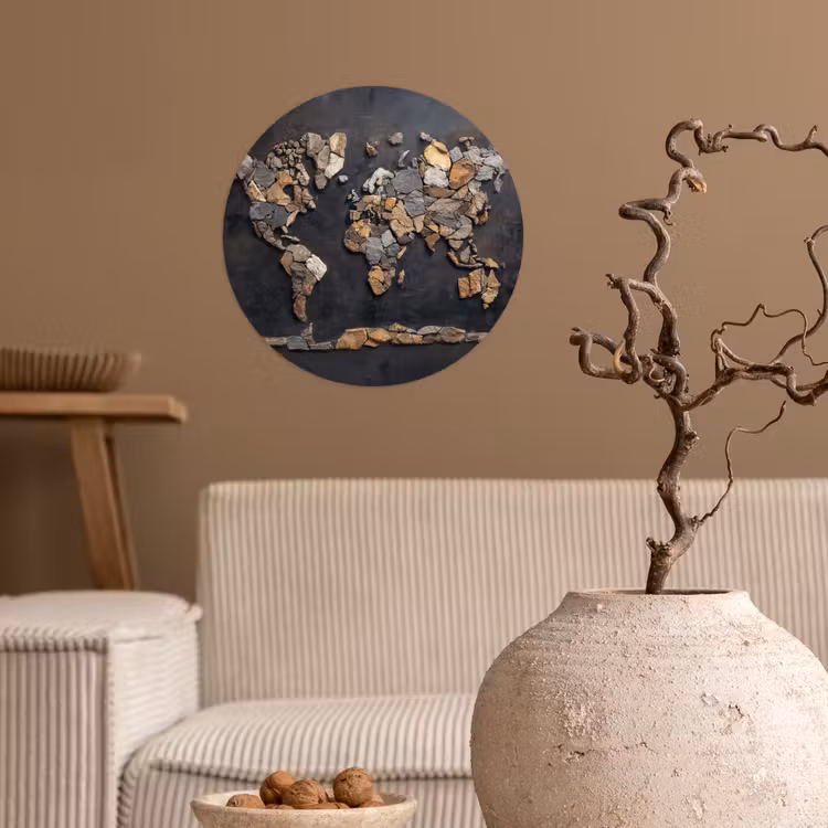 Behangcirkel - Wereldkaart - Stenen - Realistisch — 2