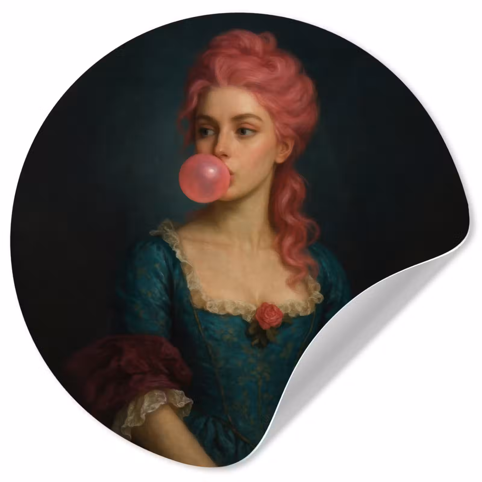 Behangcirkel - Vrouw - Portret - Kauwgombel — 1