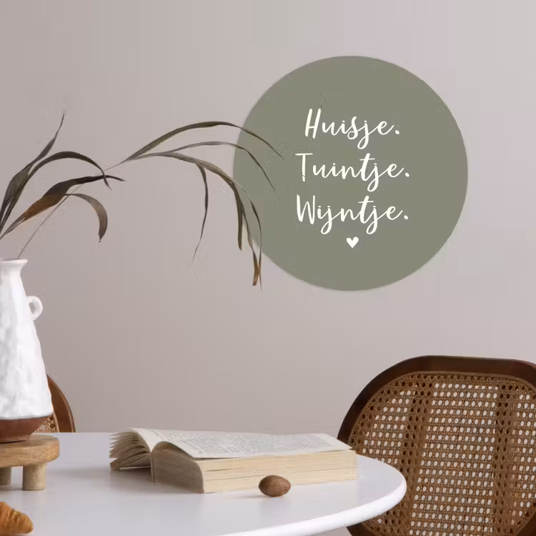 Behangcirkel - Tekst - Huisje, tuintje, wijntje - Thuis - Quotes - Wijn — 4