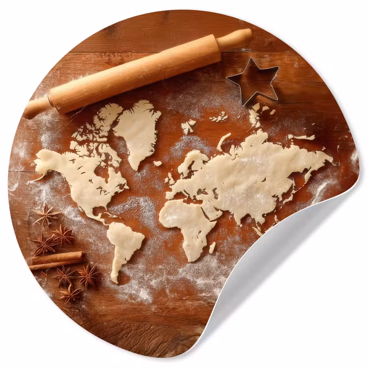 Behangcirkel - Wereldkaart - Koekjesdeeg - Warme baksfeer — 1