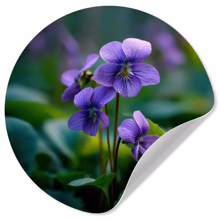 Behangcirkel - Viooltjes - Paars - Bloem - Bladeren — 1