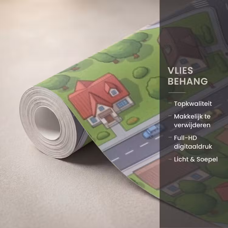 Behang - Woonwijk - Bovenaf - Cartoon — 3