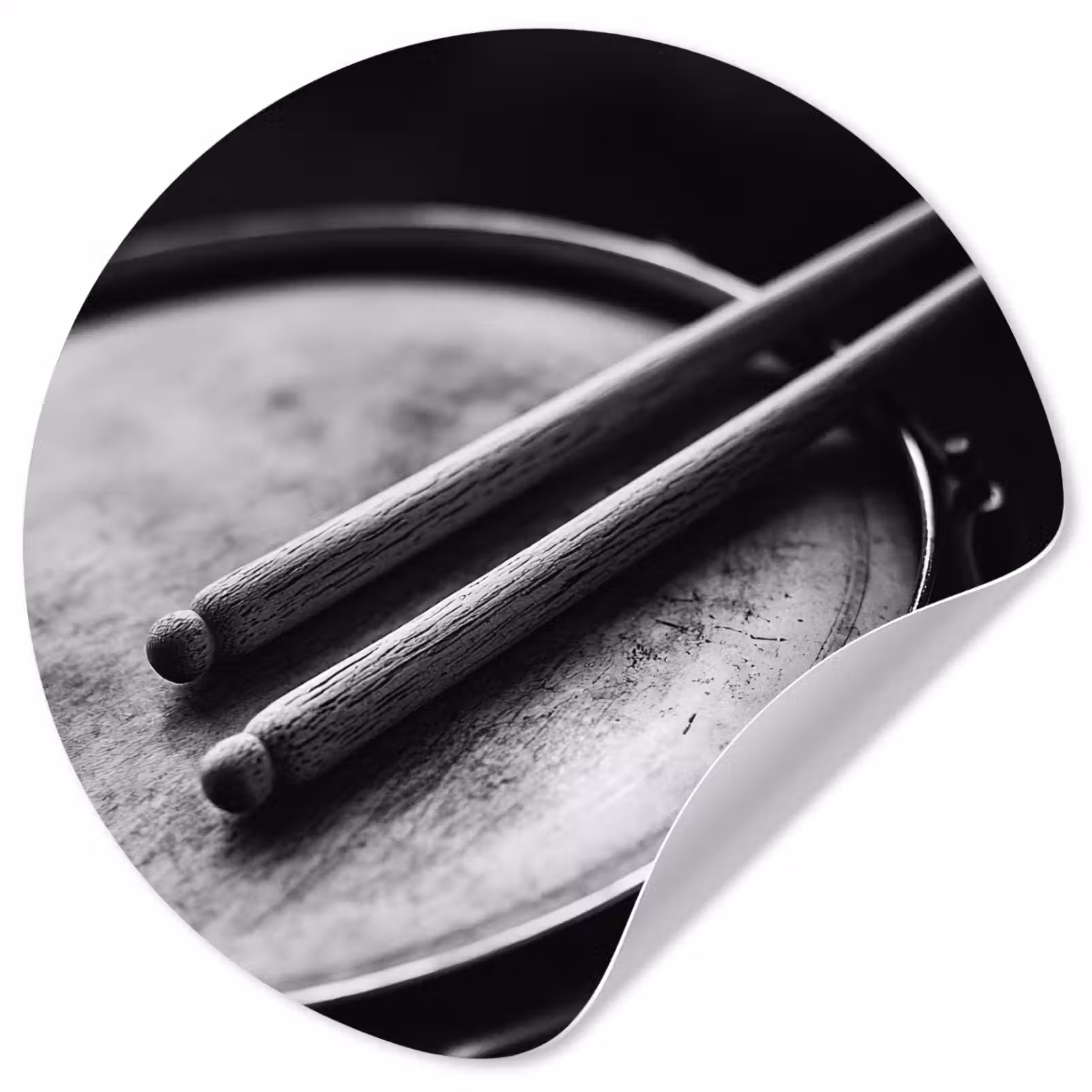 Behangcirkel - Trommel - Close-up - Drumstokken - Zwart — 1