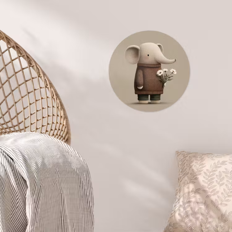Behangcirkel - Olifant - Witte bloemen - Kindvriendelijk — 5