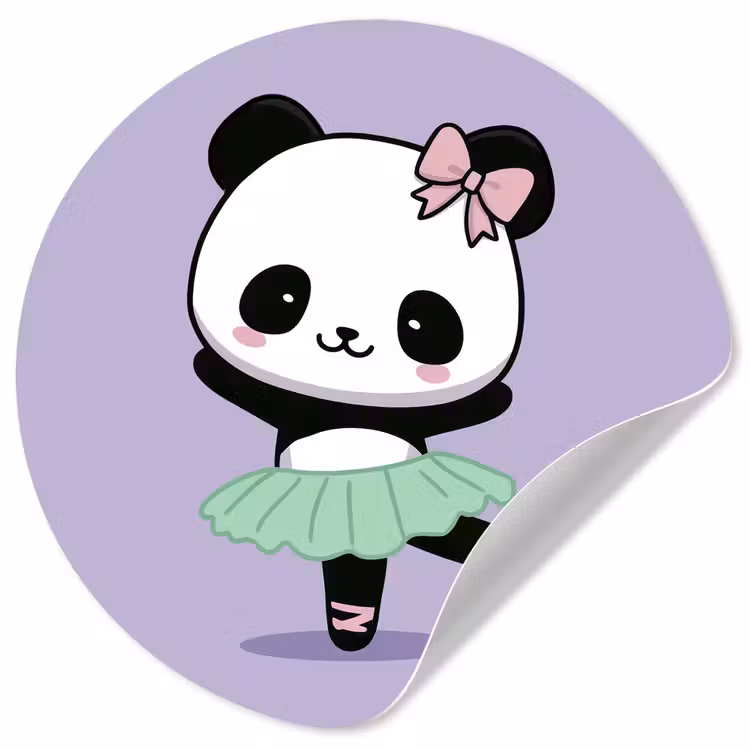 Behangcirkel - Panda - Paars - Sierlijk - Kawaii — 1