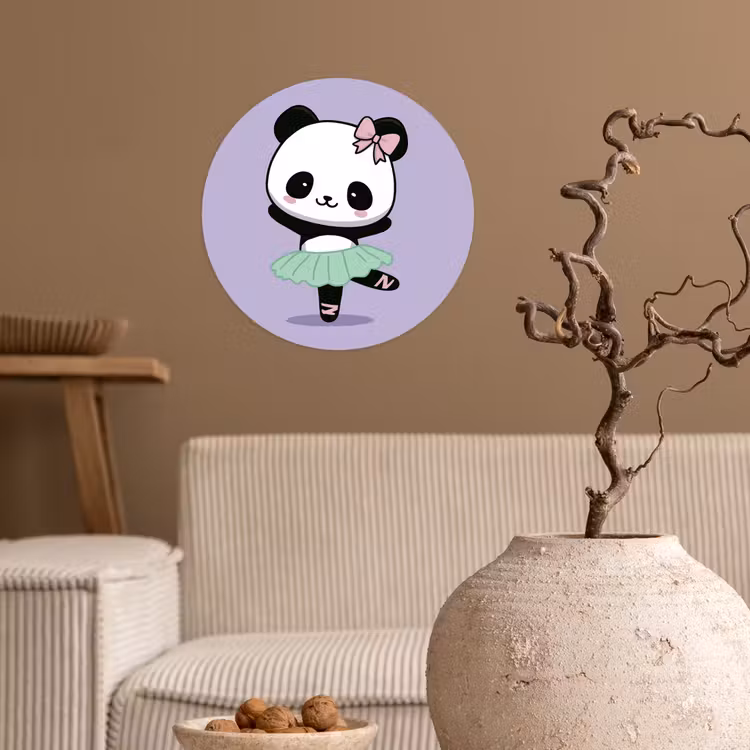 Behangcirkel - Panda - Paars - Sierlijk - Kawaii — 2