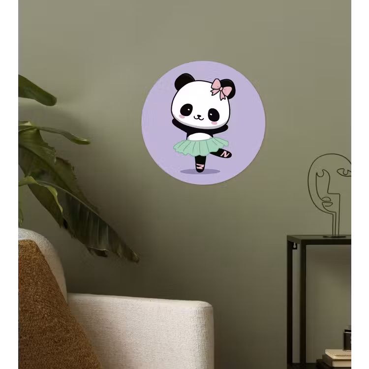 Behangcirkel - Panda - Paars - Sierlijk - Kawaii — 3