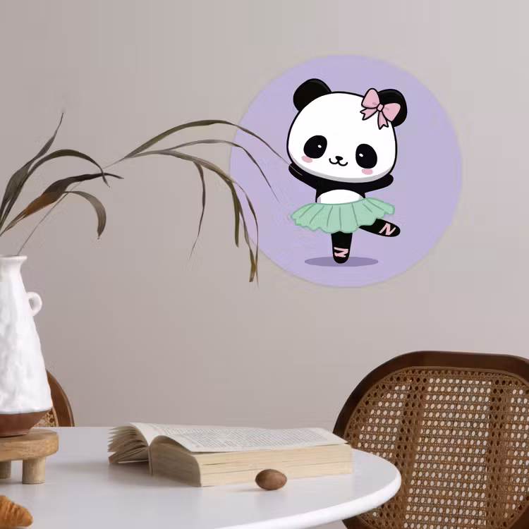 Behangcirkel - Panda - Paars - Sierlijk - Kawaii — 4