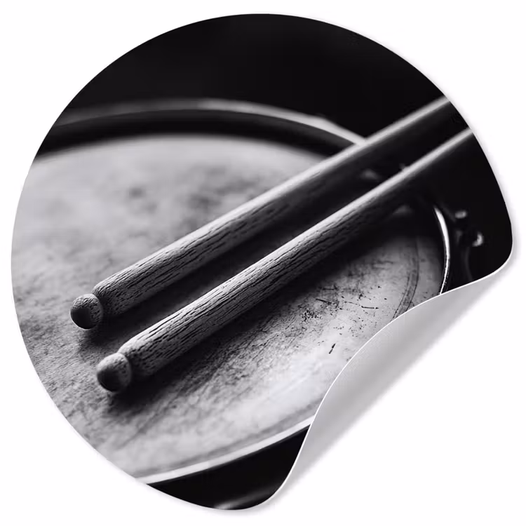Behangcirkel - Trommel - Close-up - Drumstokken - Zwart — 1