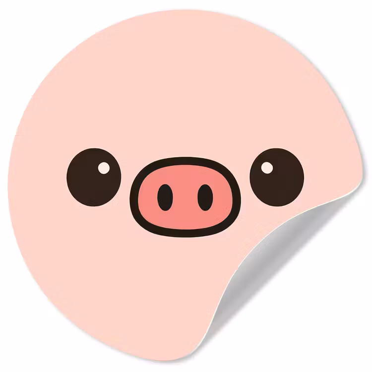 Behangcirkel - Varken - Roze - Minimalistisch — 1
