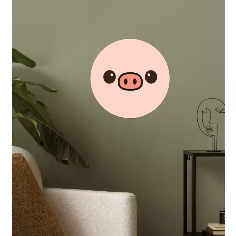Behangcirkel - Varken - Roze - Minimalistisch — 3
