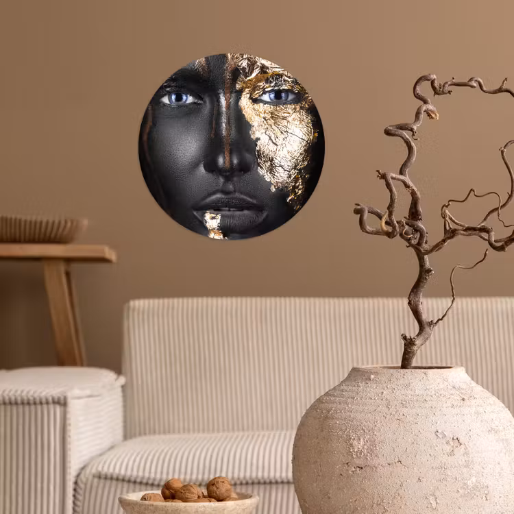 Behangcirkel - Vrouw - Bladgoud - Zwart - Goud - Luxe — 2