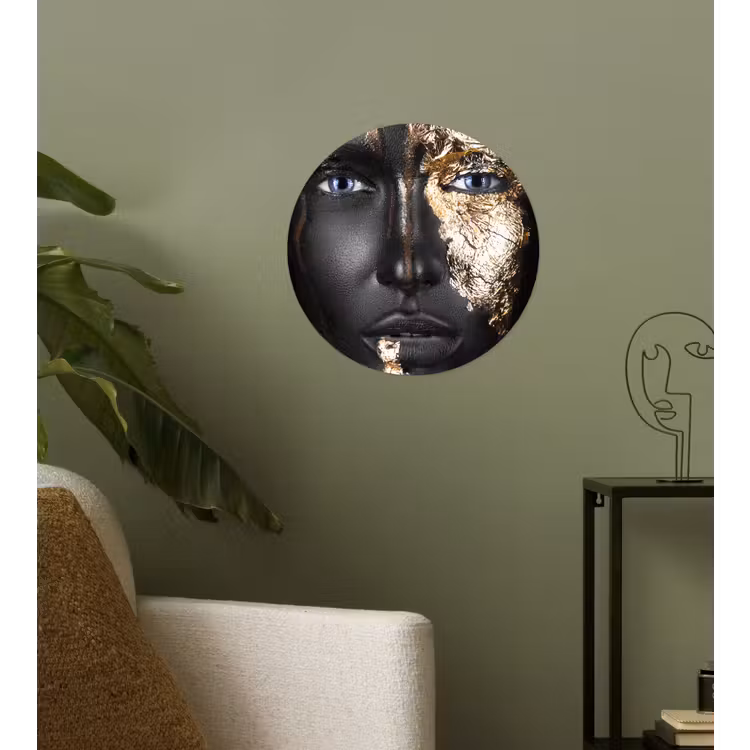 Behangcirkel - Vrouw - Bladgoud - Zwart - Goud - Luxe — 3