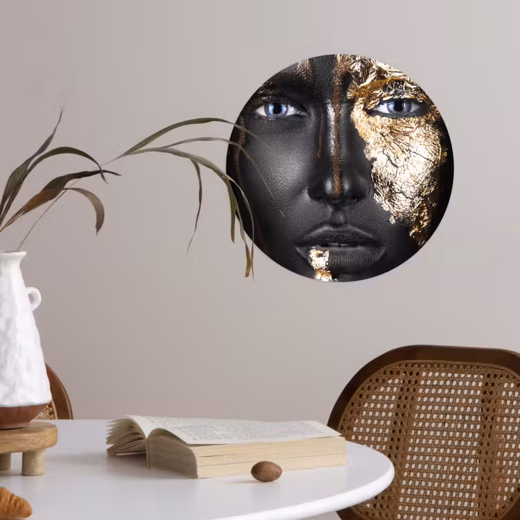 Behangcirkel - Vrouw - Bladgoud - Zwart - Goud - Luxe — 4