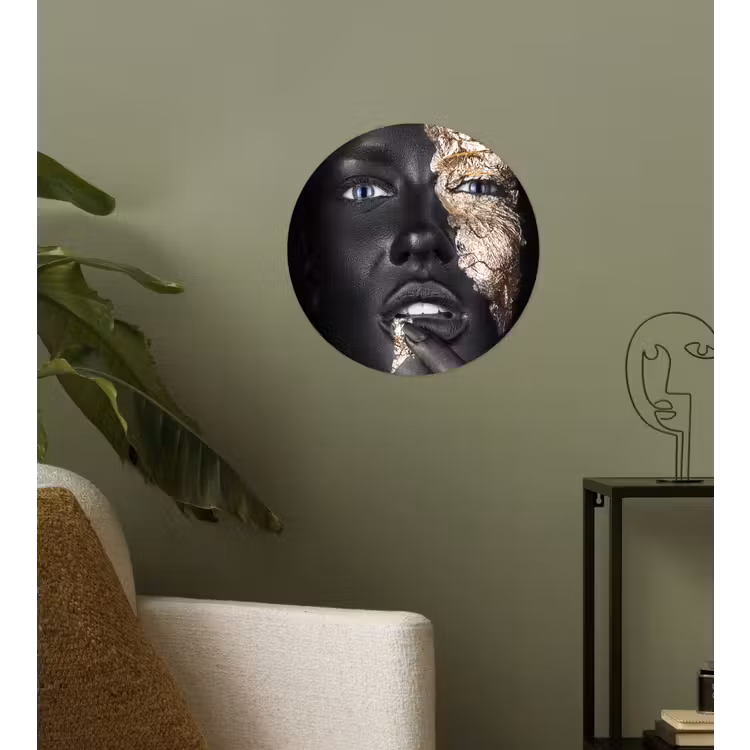 Behangcirkel - Vrouw - Bladgoud - Zwart - Huid - Luxe — 3